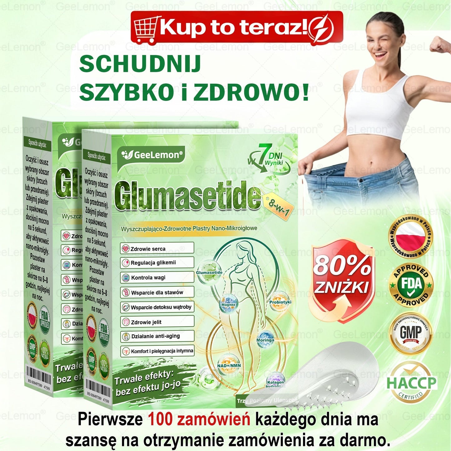 👩‍⚕️🎁 𝐆𝐞𝑒𝐿𝑒𝐦𝐨𝐧® 𝐆𝐥𝐮𝐦ase𝐭𝐢𝐝𝐞 𝟖 𝐰 𝟏 Smukły i Zdrowy Nano Plaster z Mikronakłuciami 🇵🇱(Tylko raz dziennie, widoczne zmiany już w 7 dni)✅ Na otyłość, 🅛🅞🅞🅢🅔 🅢🅚🅘🅝 wiotką skórę, cukrzycę, bezdech senny, problemy ze stawami i wiele więcej