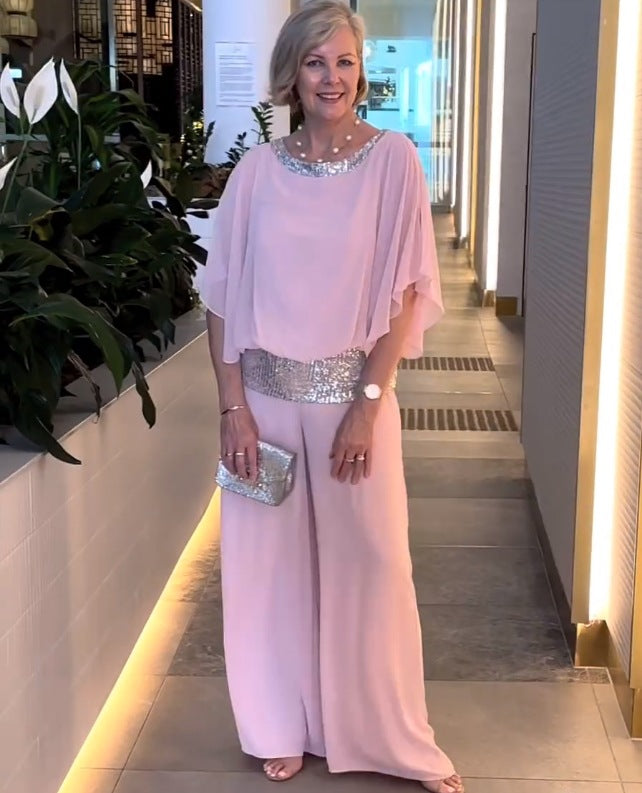 🌸2025 Elegancki dwuczęściowy zestaw Colorblock z cekinami